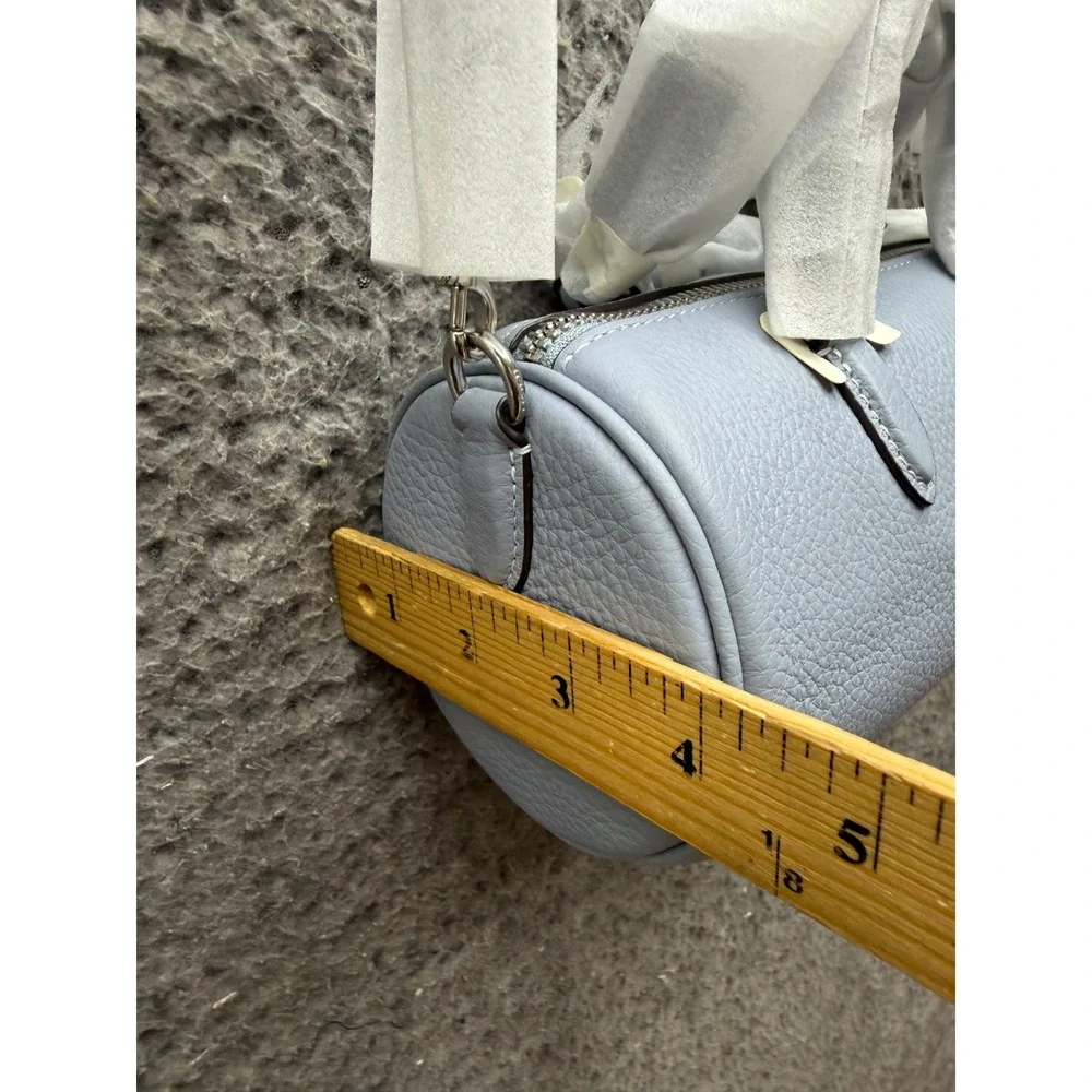 NWT Coach Lacey Pebbled Leather Crossbody Mini Barrel Bag Grey Mist CJ571